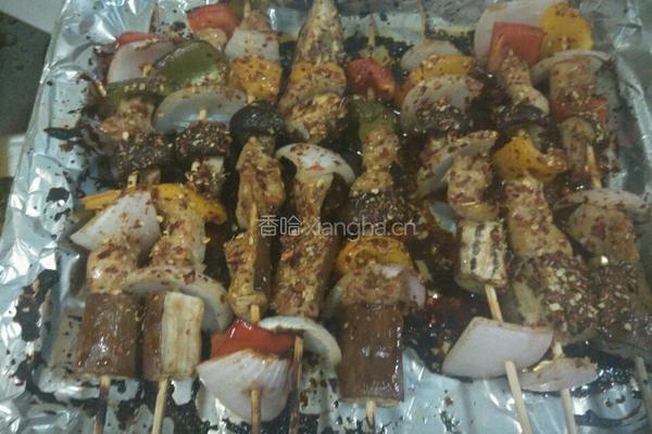 电烤箱版蔬菜鸡肉串的做法图解8