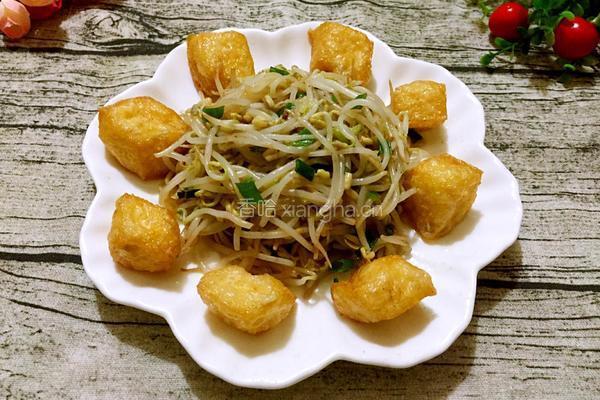 绿豆芽炒炸豆腐的做法图解7