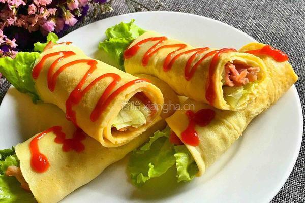 培根生菜鸡蛋卷的做法图解12
