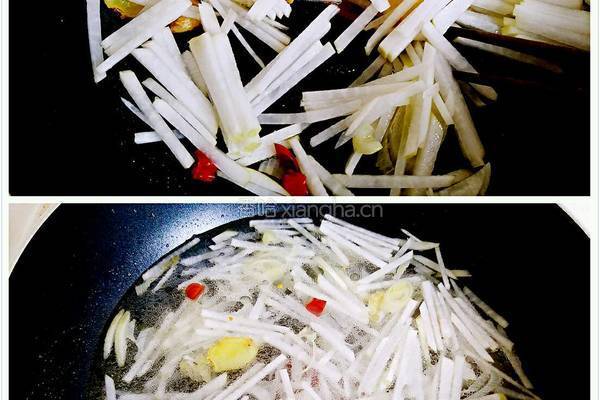 萝卜丝鲜虾鸡蛋面的做法图解3