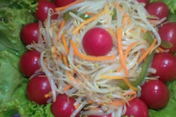圣女果伴绿豆芽的做法图解7