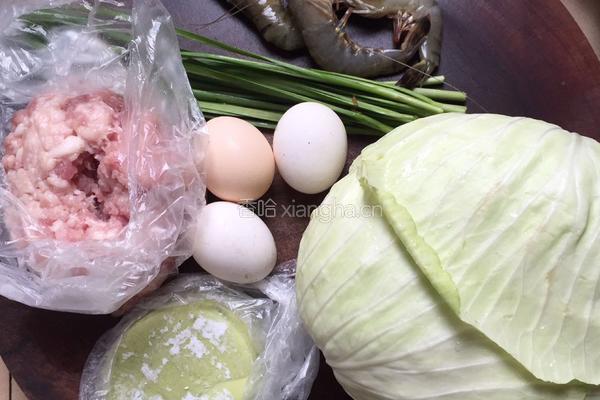 蛋包卷心菜饺子的做法图解1