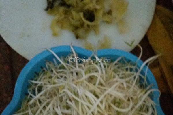 绿豆芽炒咸菜的做法图解2