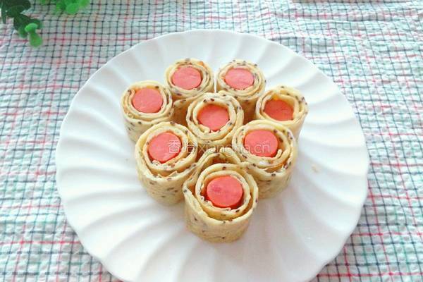 鸡蛋饼卷火腿肠的做法图解11