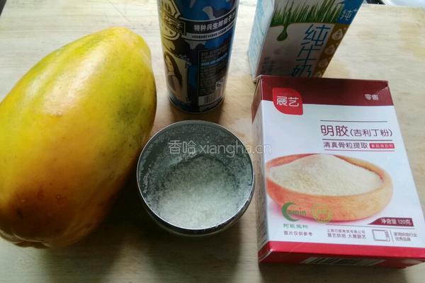 木瓜椰奶冻的做法图解1