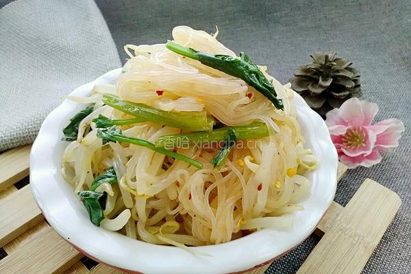 凉拌绿豆芽菠菜粉丝的做法图解9