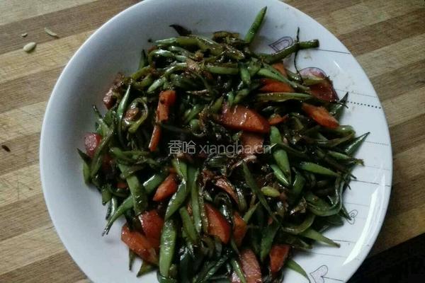 豆豉香肠炒豆角的做法图解7