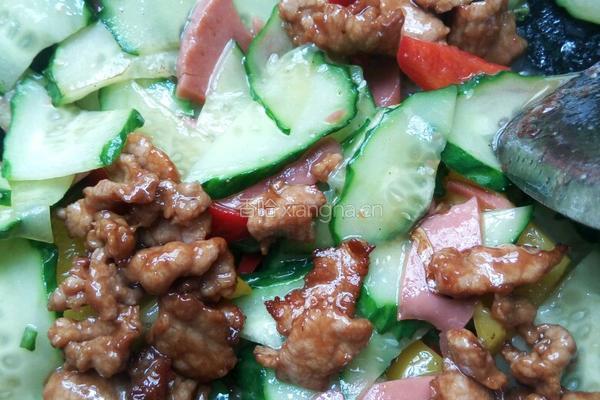 彩椒黄瓜肉片的做法图解6