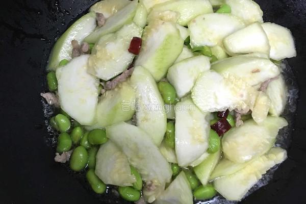 丝瓜 毛豆炒肉丝的做法图解7