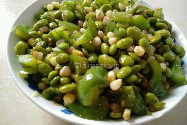 青椒炒毛豆玉米粒的做法图解6