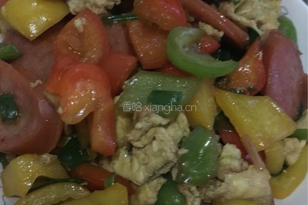 彩椒火腿肠炒鸡蛋的做法图解8