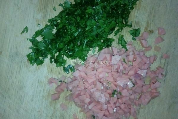 芹菜叶火腿煎饼的做法图解2