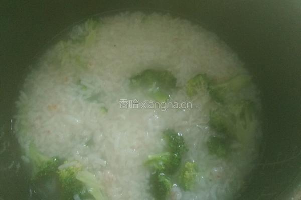 西兰花虾仁粥的做法图解7