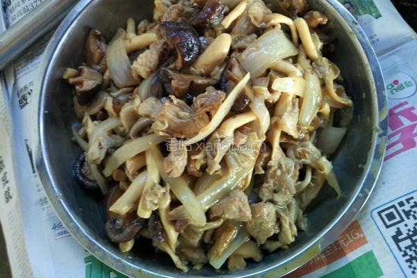 猪肉炒两菇的做法图解5