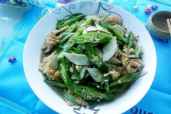 秋葵炒杏鲍菇的做法图解9