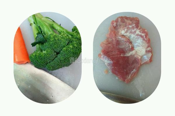 西蓝花瘦肉粥的做法图解1