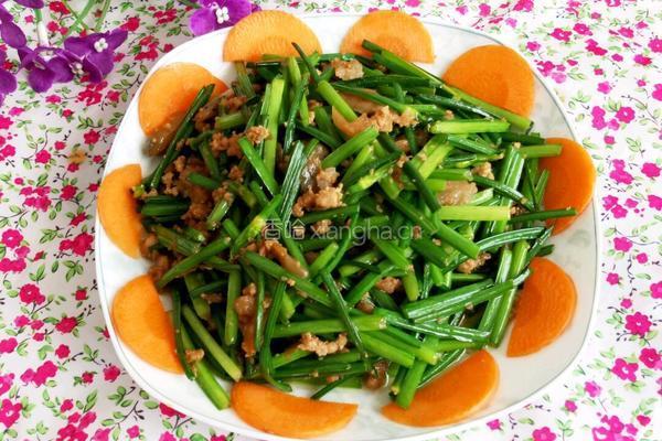 韭苔炒肉沫的做法图解5
