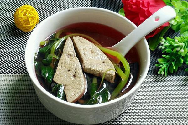 红苋菜猪肝汤的做法图解10