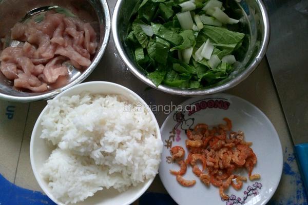 虾米猪肉菜粥（简易版)的做法图解1