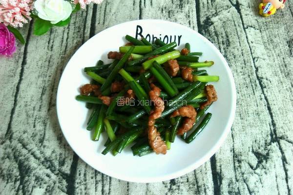 蒜苔炒肉的做法图解10