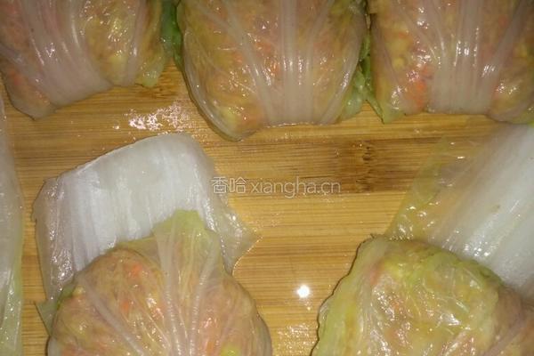 肉蒸白菜卷的做法图解3