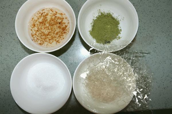 抹茶桂花冻的做法图解1