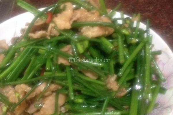 韭菜花炒猪肉的做法图解6