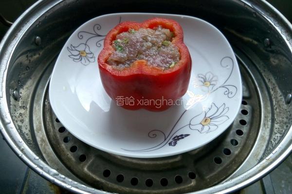蒸酿红辣椒的做法图解9