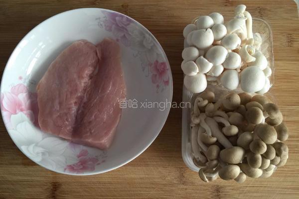 肉炒双菇的做法图解1