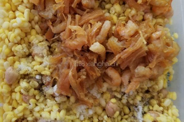 粽子 (猪肉咸蛋绿豆花生干贝虾米)的做法图解8