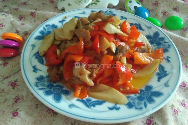 红辣椒杏鲍菇炒肉的做法图解8