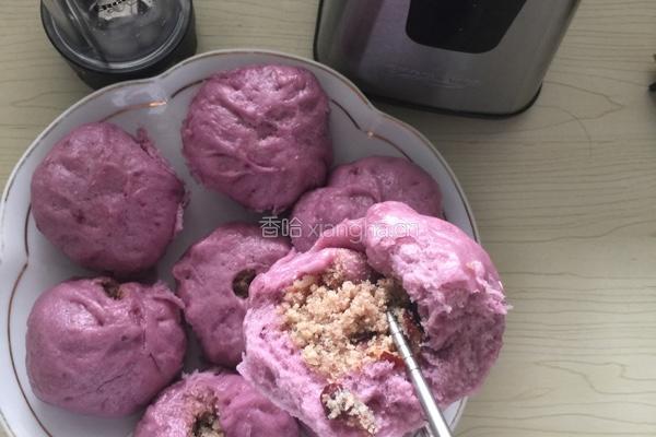 紫薯白糖花生红枣包子的做法图解8