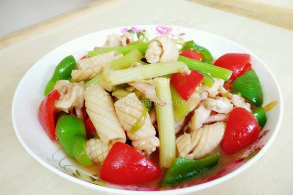 红椒芹菜鱿鱼卷的做法图解9