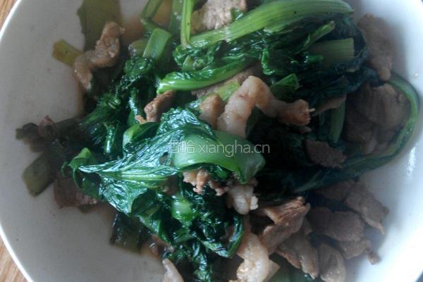 小白菜炒肉的做法图解3