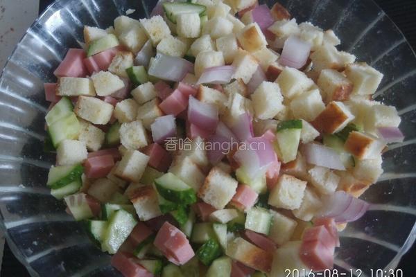 火腿馍丁鸡蛋饼(二人份)的做法图解7