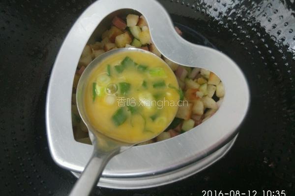 火腿馍丁鸡蛋饼(二人份)的做法图解11