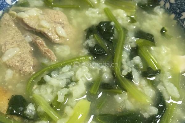 猪肝菠菜粥的做法图解3