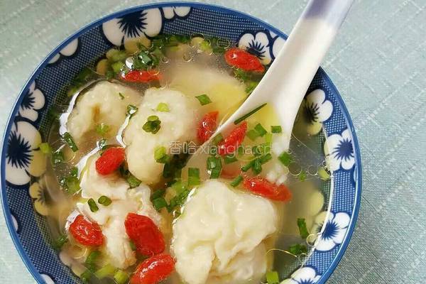 手工面筋包肉枸杞鸡汤的做法图解6