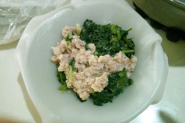空心菜肉末粿卷的做法图解4