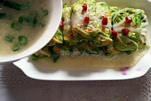 虾仁豆腐白菜卷的做法图解14