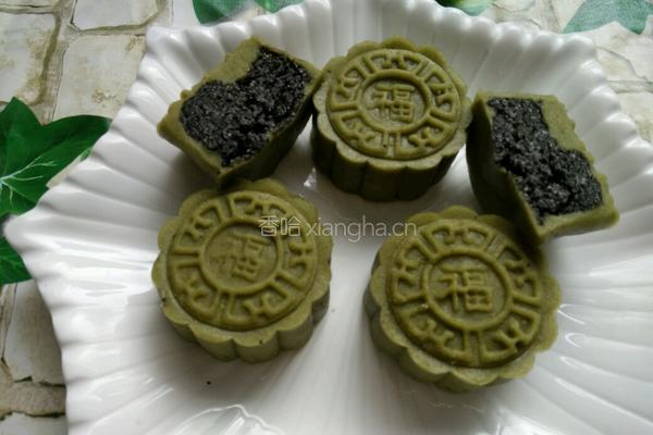 抹茶黑芝麻月饼的做法图解12