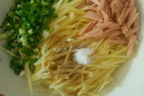 土豆丝鸡蛋饼的做法图解3