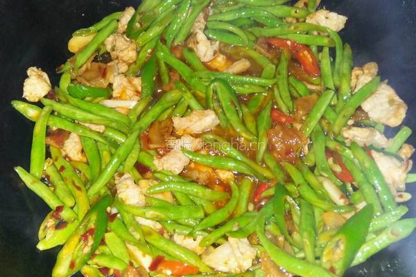 肉片炒长豆的做法图解6