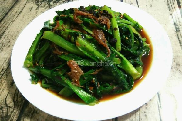豆豉鯪魚炒油麥菜的做法图解3