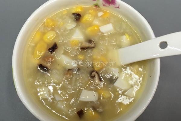 香菇玉米咸蛋粥的做法图解10