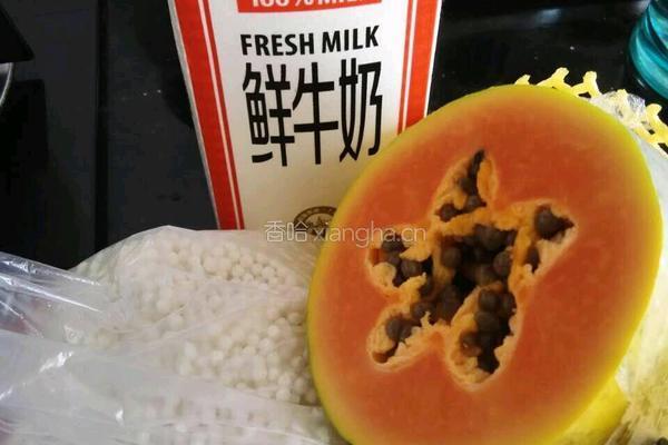 木瓜牛奶西米露的做法图解1