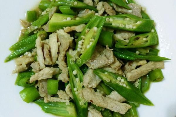 秋葵炒瘦肉的做法图解4