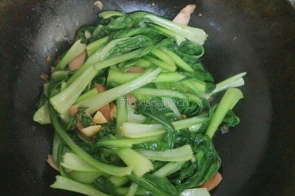 香肠炒青菜的做法图解5