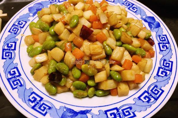 茭白炒毛豆的做法图解1