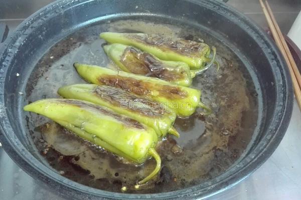 虎皮青椒包肉的做法图解10